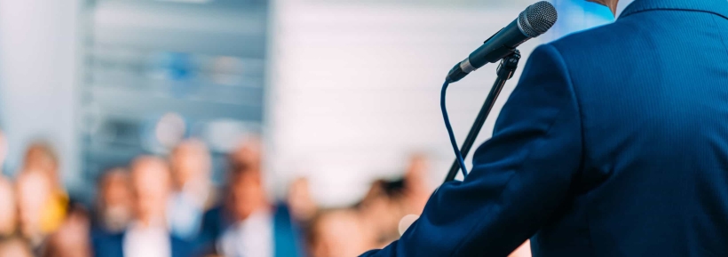 Politician,During,Election,Campaign,,Speaking,To,The,Crowd,From,Stage